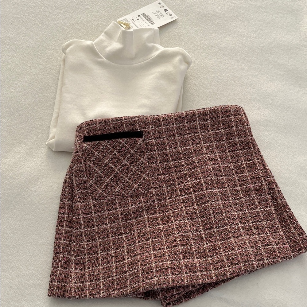 NWT Zara tweed skort and shirt. Size 5